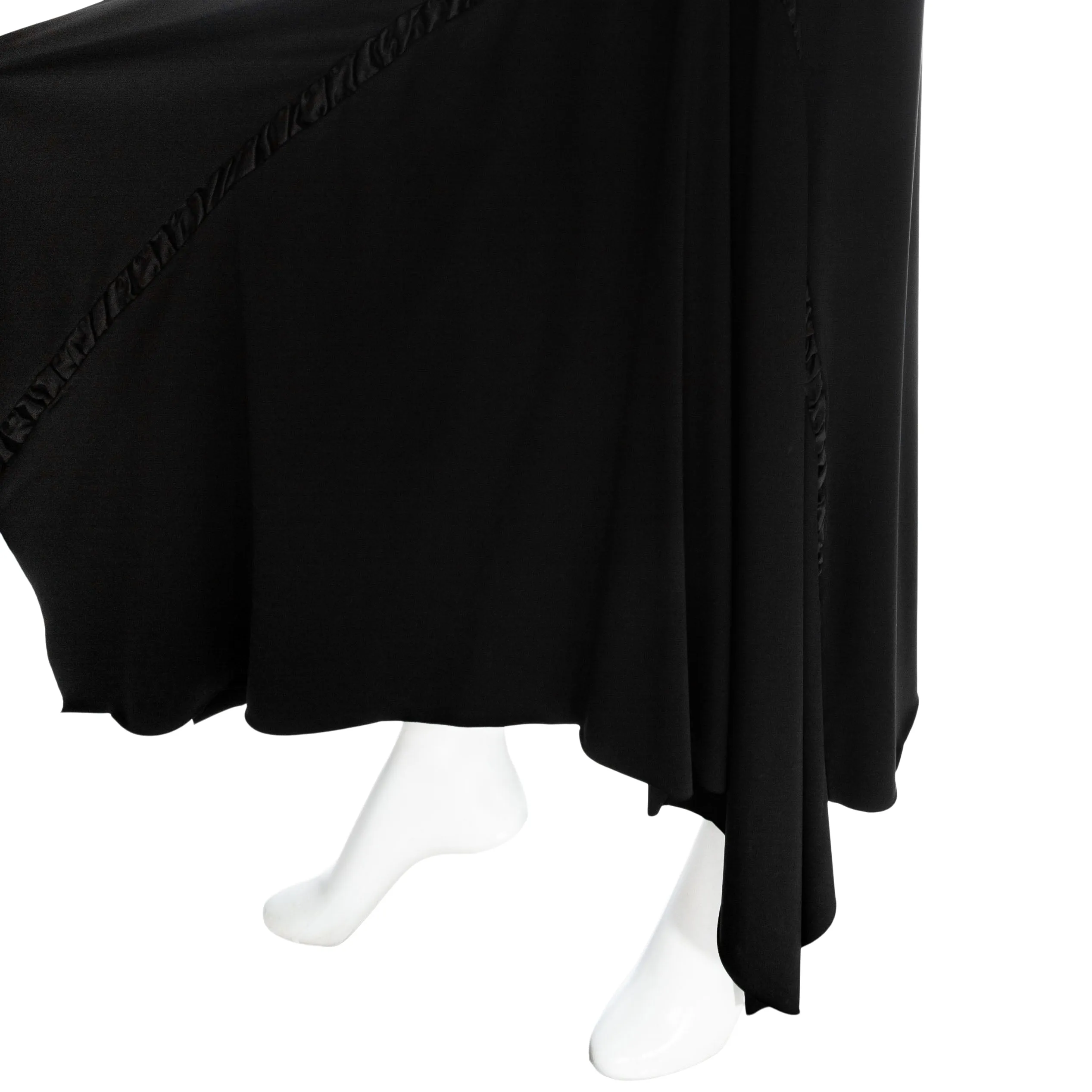 Black Viscose Cady Satin-Trim Ruched Maxi Dress