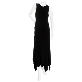 Black Viscose Cady Satin-Trim Ruched Maxi Dress