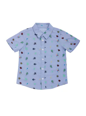 Blue Airplane Print Oxford Shirt (2-7)