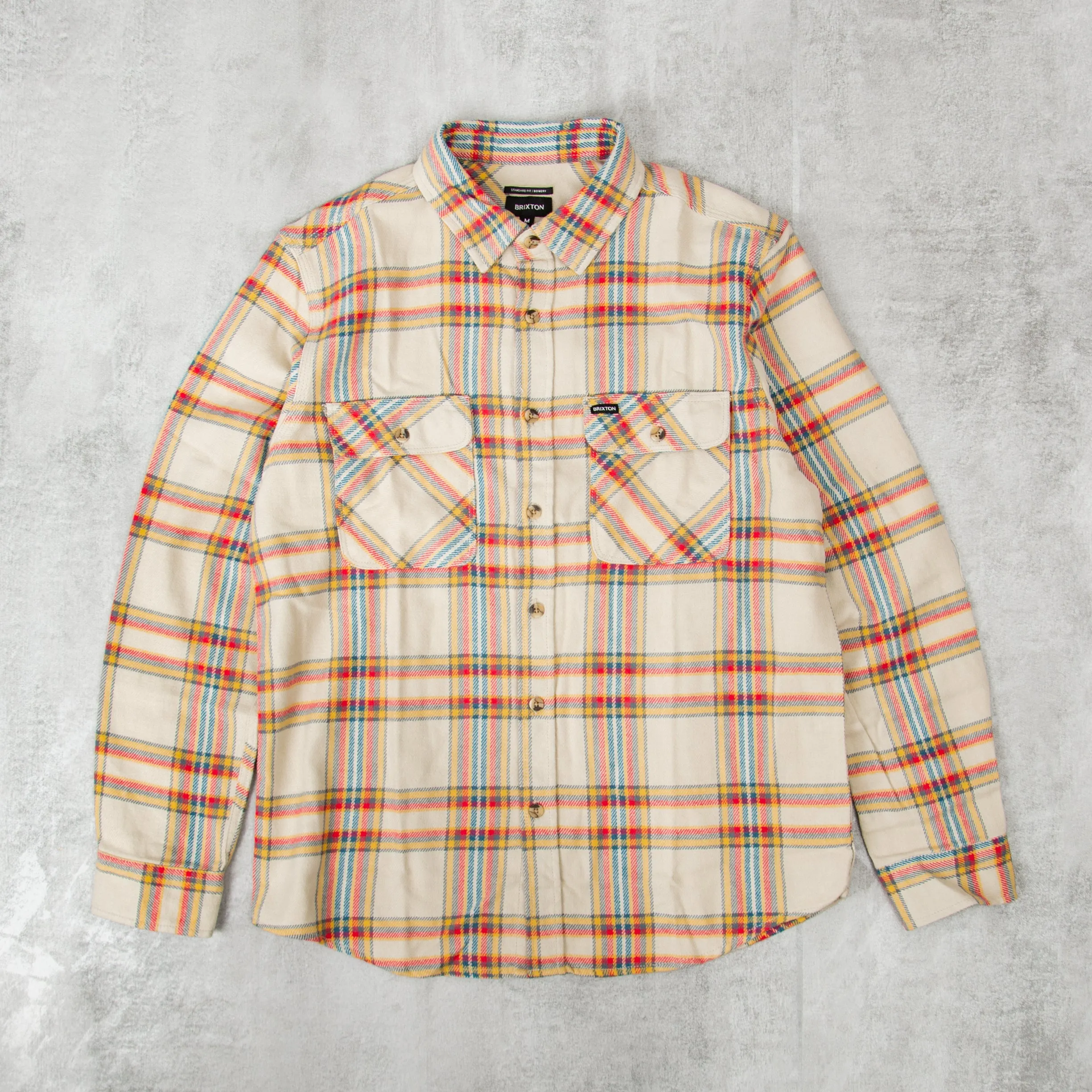 Brixton Bowery L/S Flannel Shirt - White / Yellow / Red