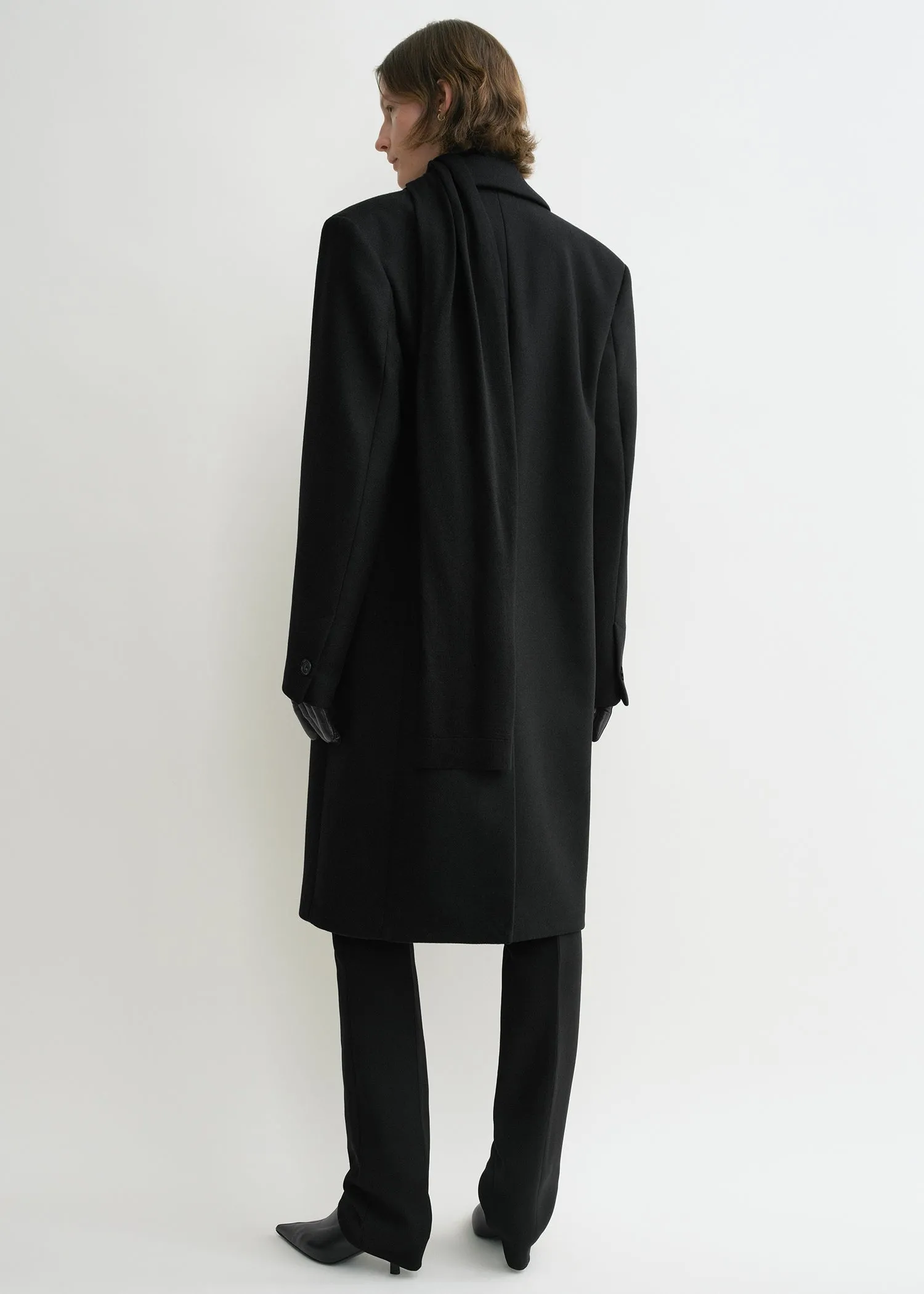 Broad midi coat black