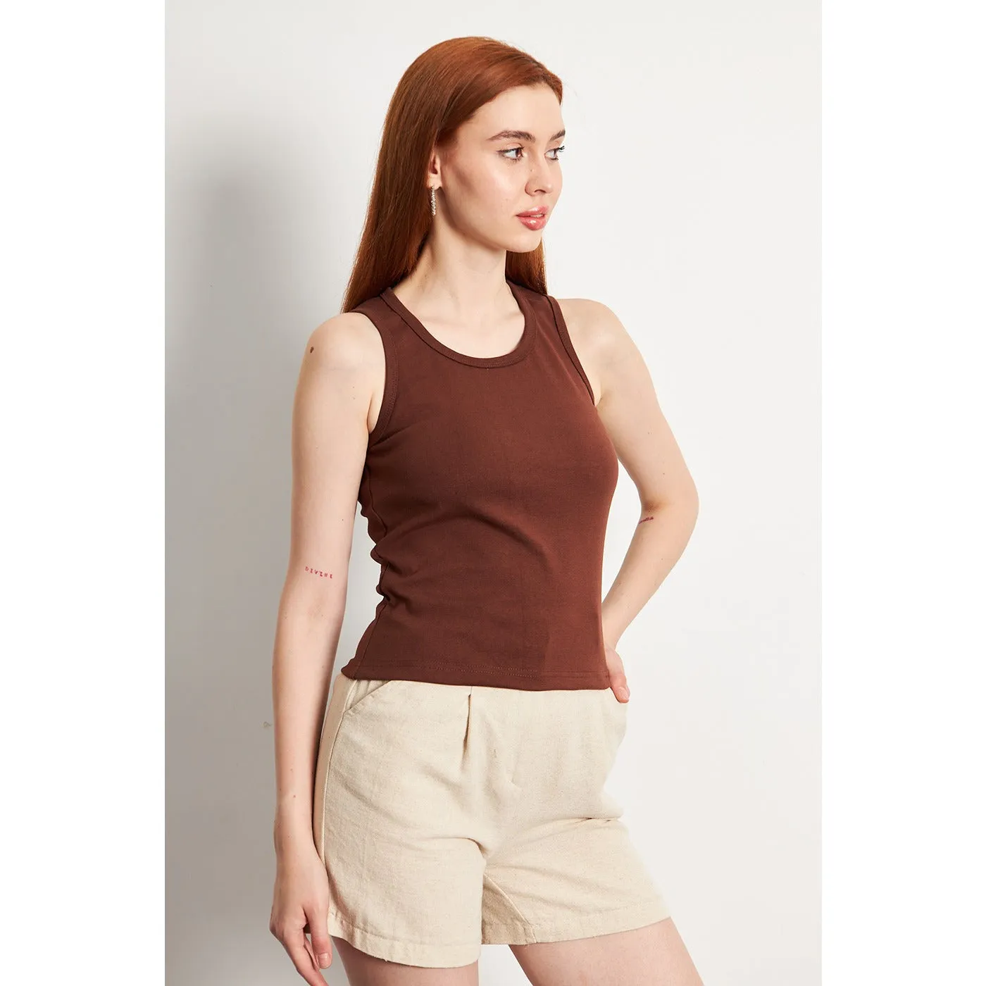 Brown Basic Tank Top