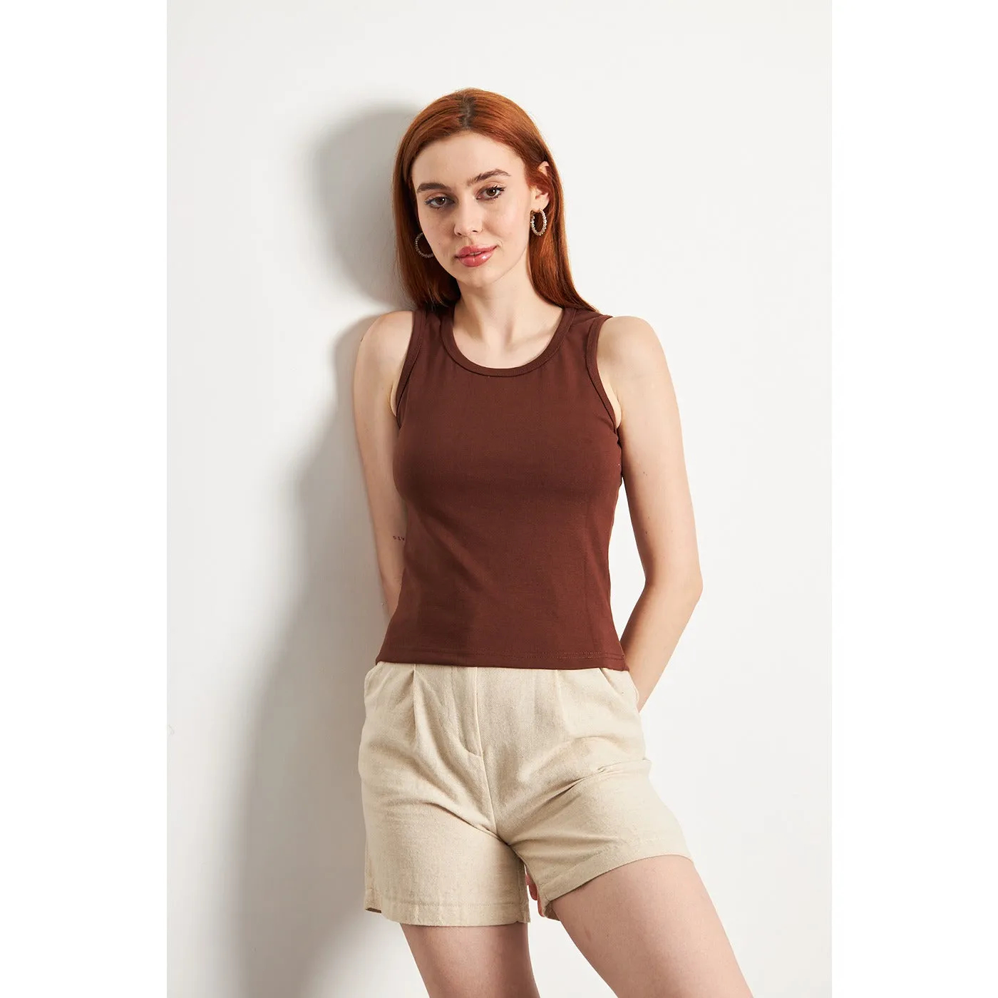 Brown Basic Tank Top