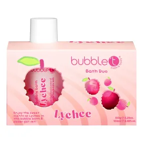 Bubble T Lychee Bath Bomb Fizzer & Bubble Bath Duo Gift Set