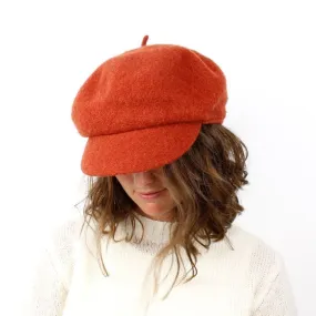 Burnt Orange Wool Baker Boy Winter Hat