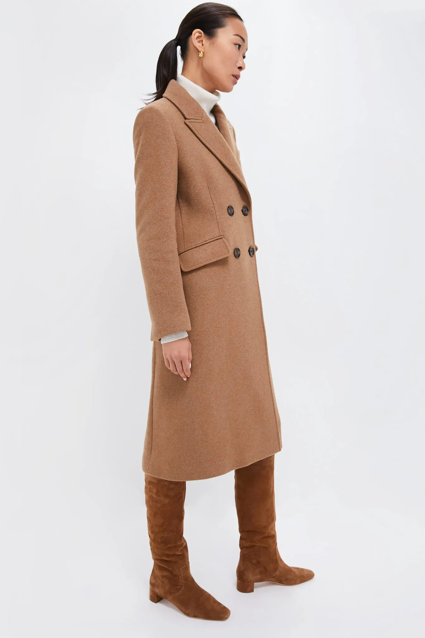 Camel Marylin Tailored Wool Coat