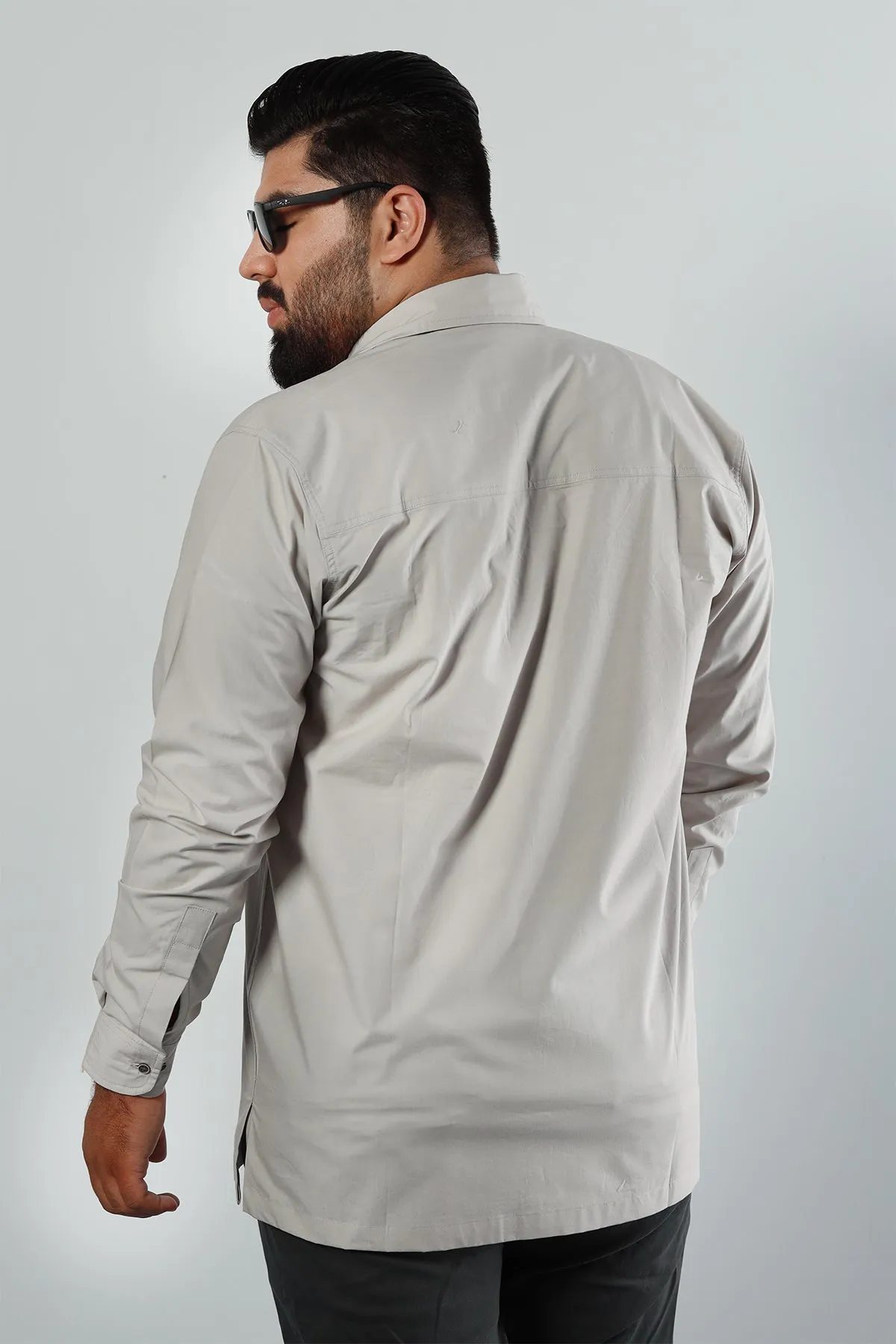 Casual Lunar Gray Poplin Shirt (Plus Size) - P22 - MS0005P