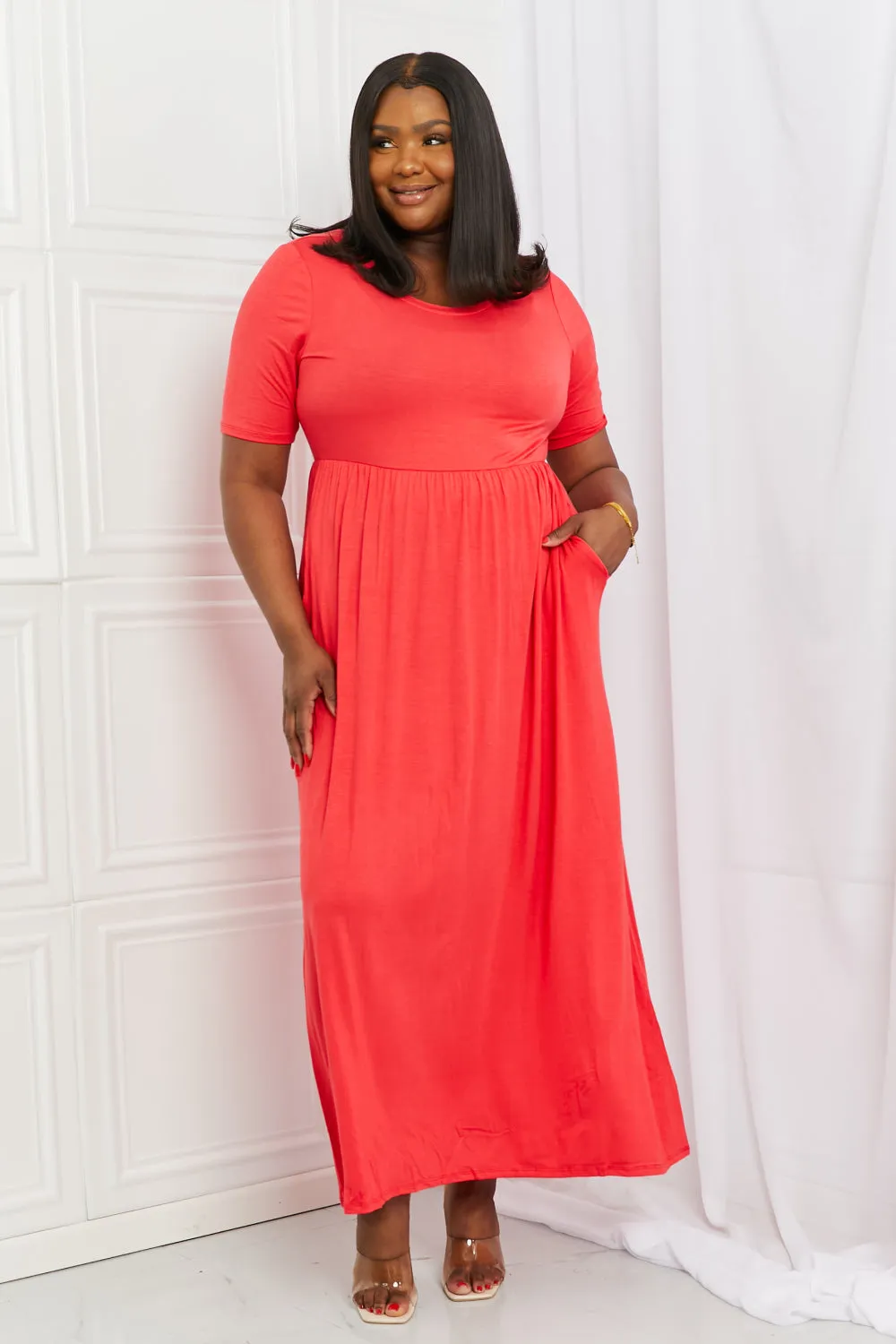 Celeste Sweetheart Full Size Short Sleeve Maxi Dress in Orange