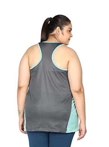 CHKOKKO Women Plus Size Gym Tank Tops Sleeveless Sports Vest Spacedye SeaGreen 3XL