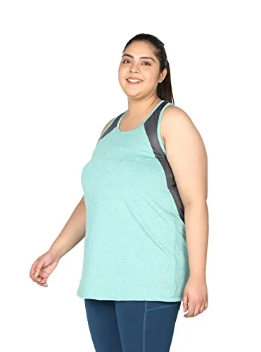 CHKOKKO Women Plus Size Gym Tank Tops Sleeveless Sports Vest Spacedye SeaGreen 3XL