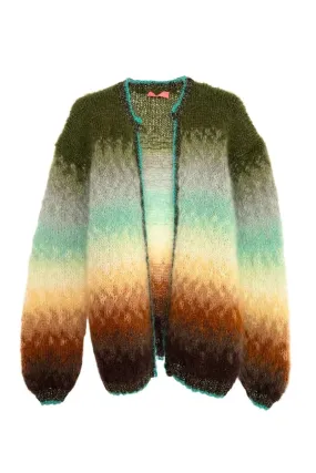 CHOCO AND KHAKI TIE&DYE MOHAIR GILET