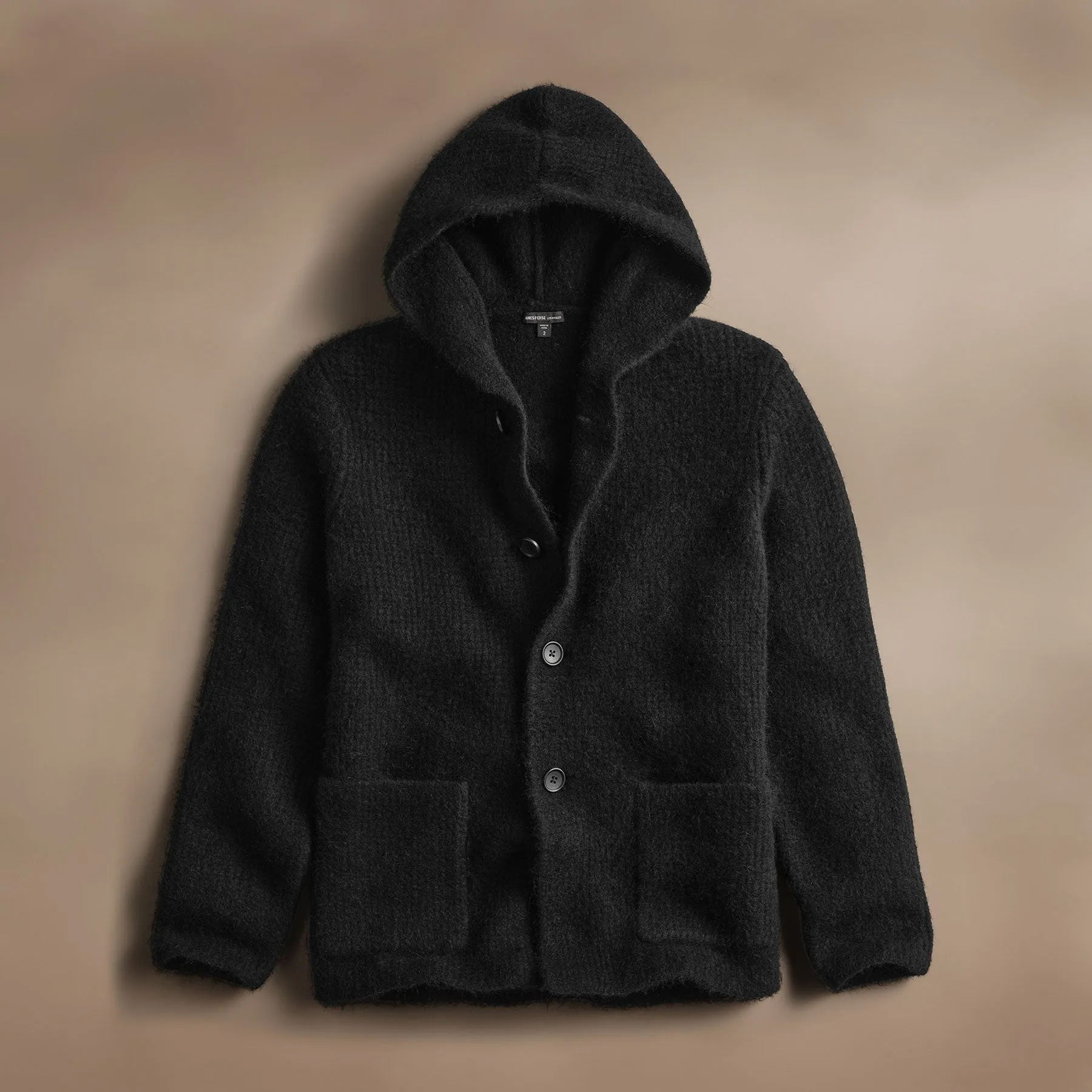 Chunky Waffle Knit Hooded Coat - Black