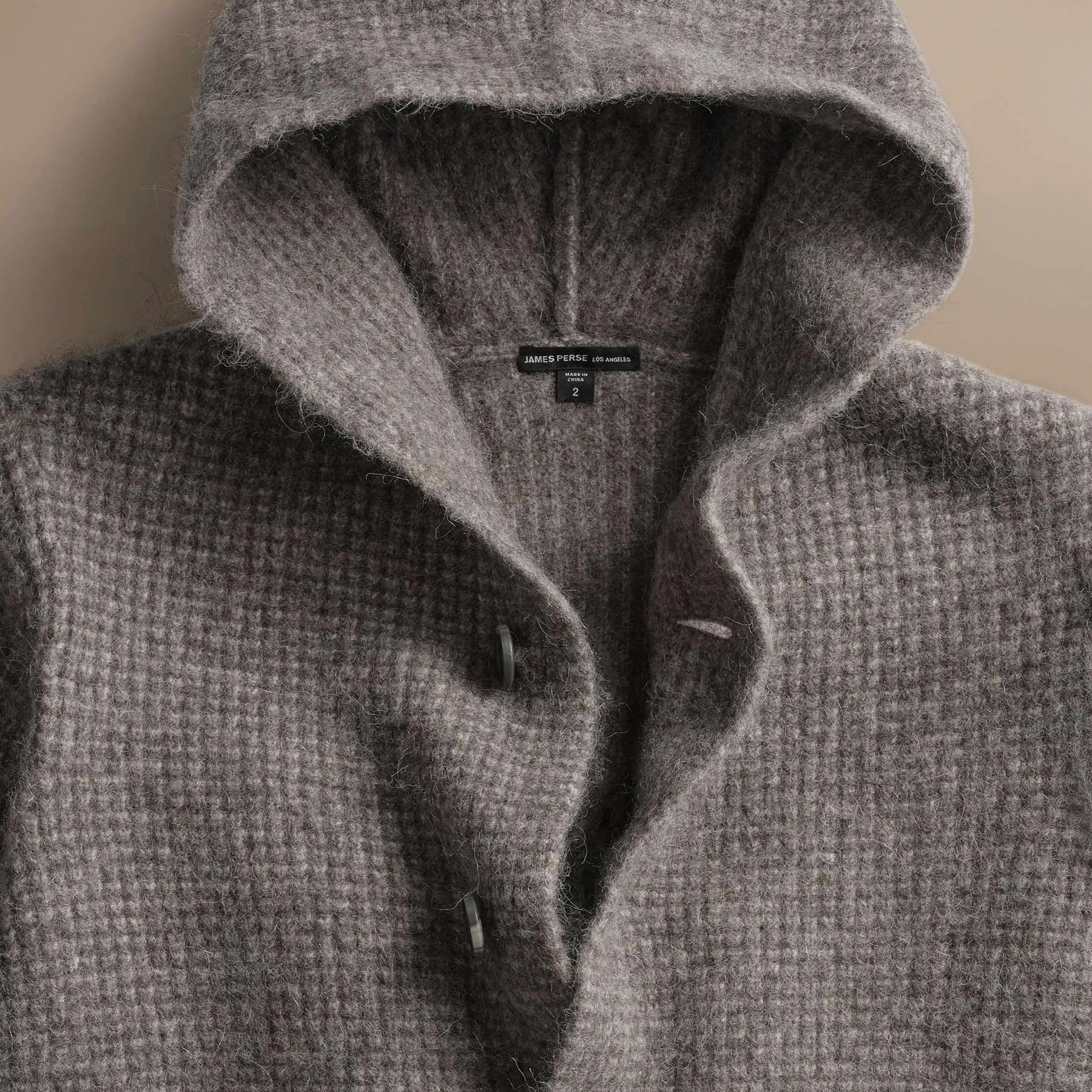 Chunky Waffle Knit Hooded Coat - Mid Grey