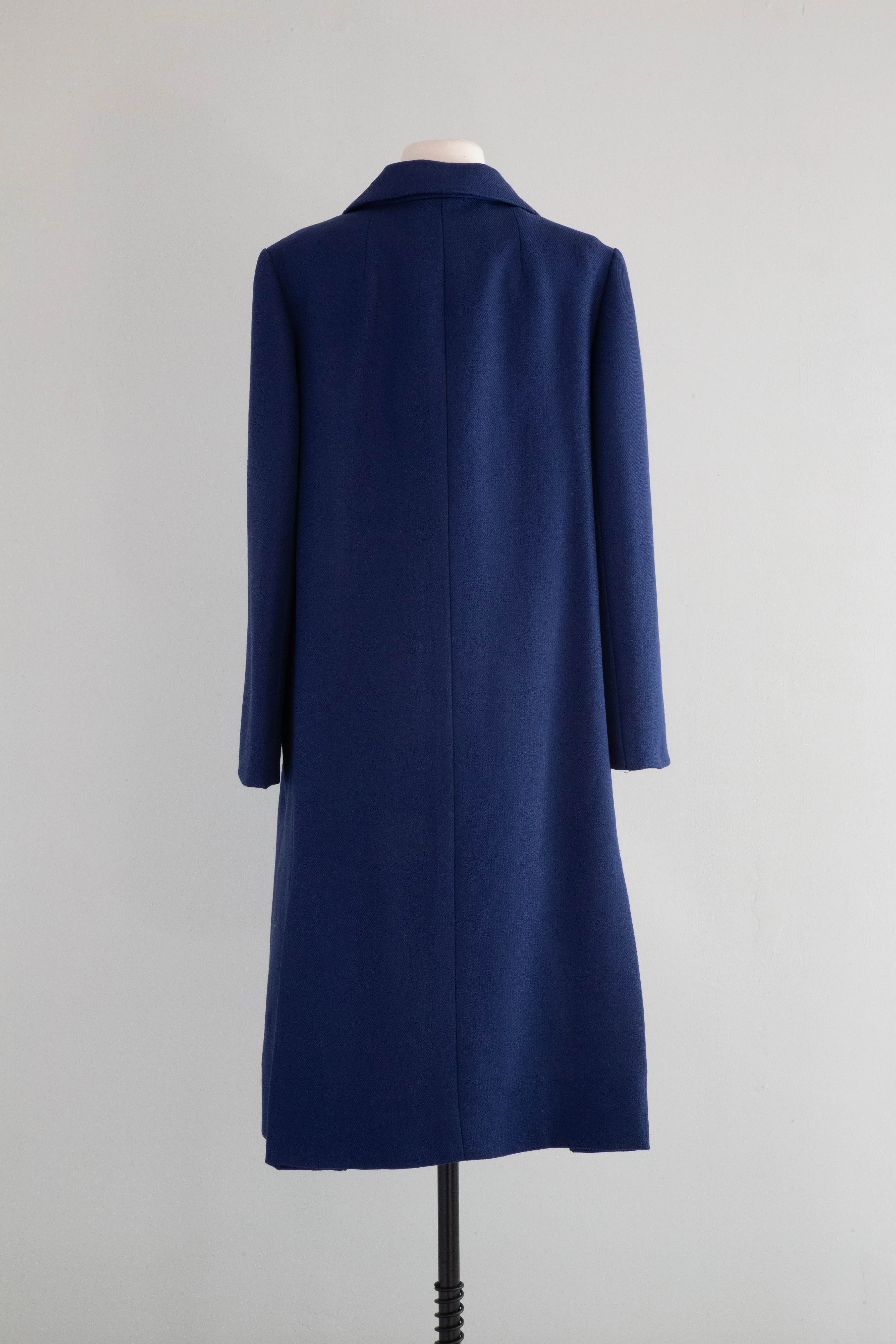 Classic Early 1960's Sapphire Blue Wool Coat Dan Millstein / L