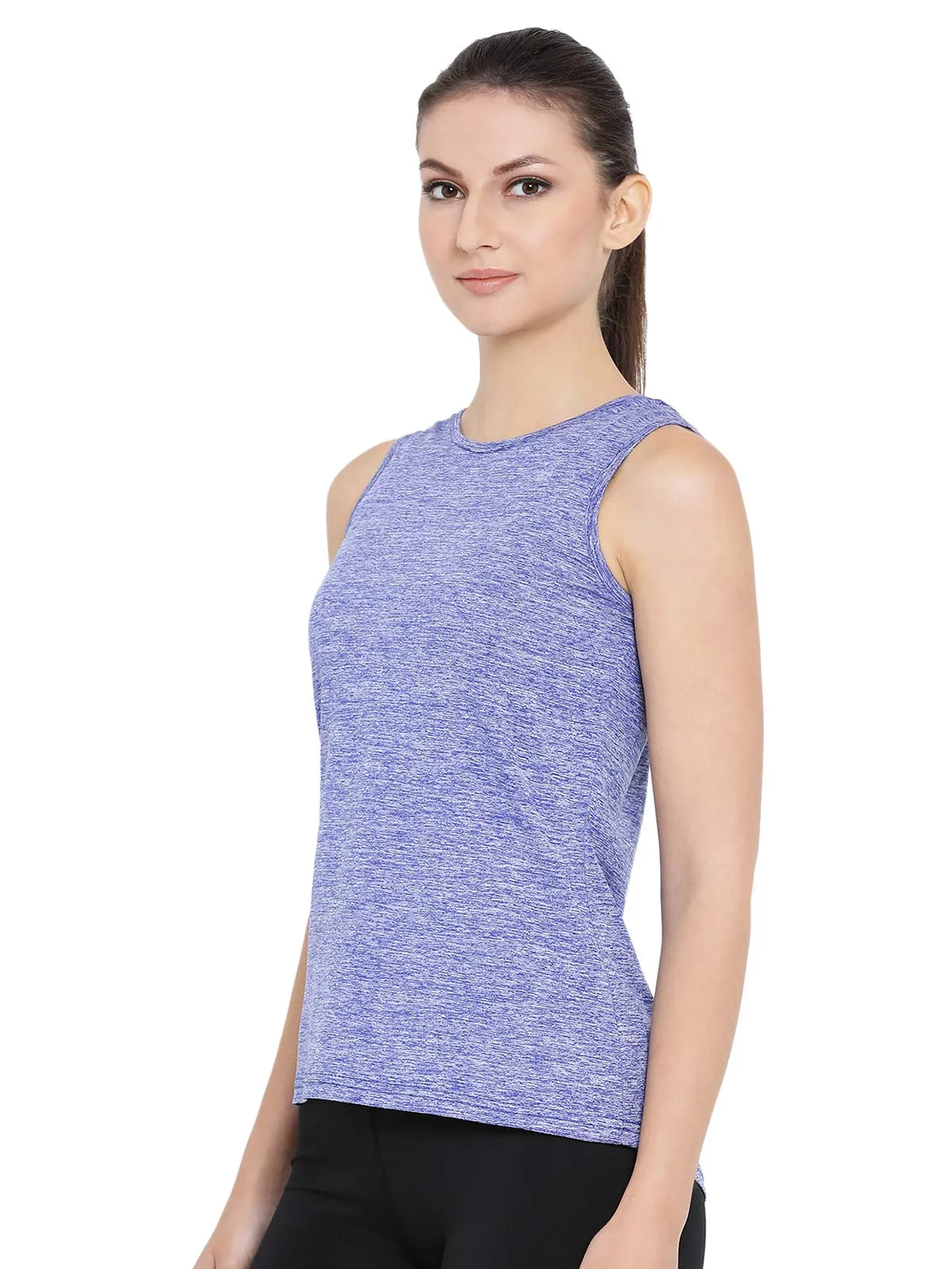 Clovia Women's Blue Gym/Sports Textured Activewear Top (AT0070P03_Blue_XXL)