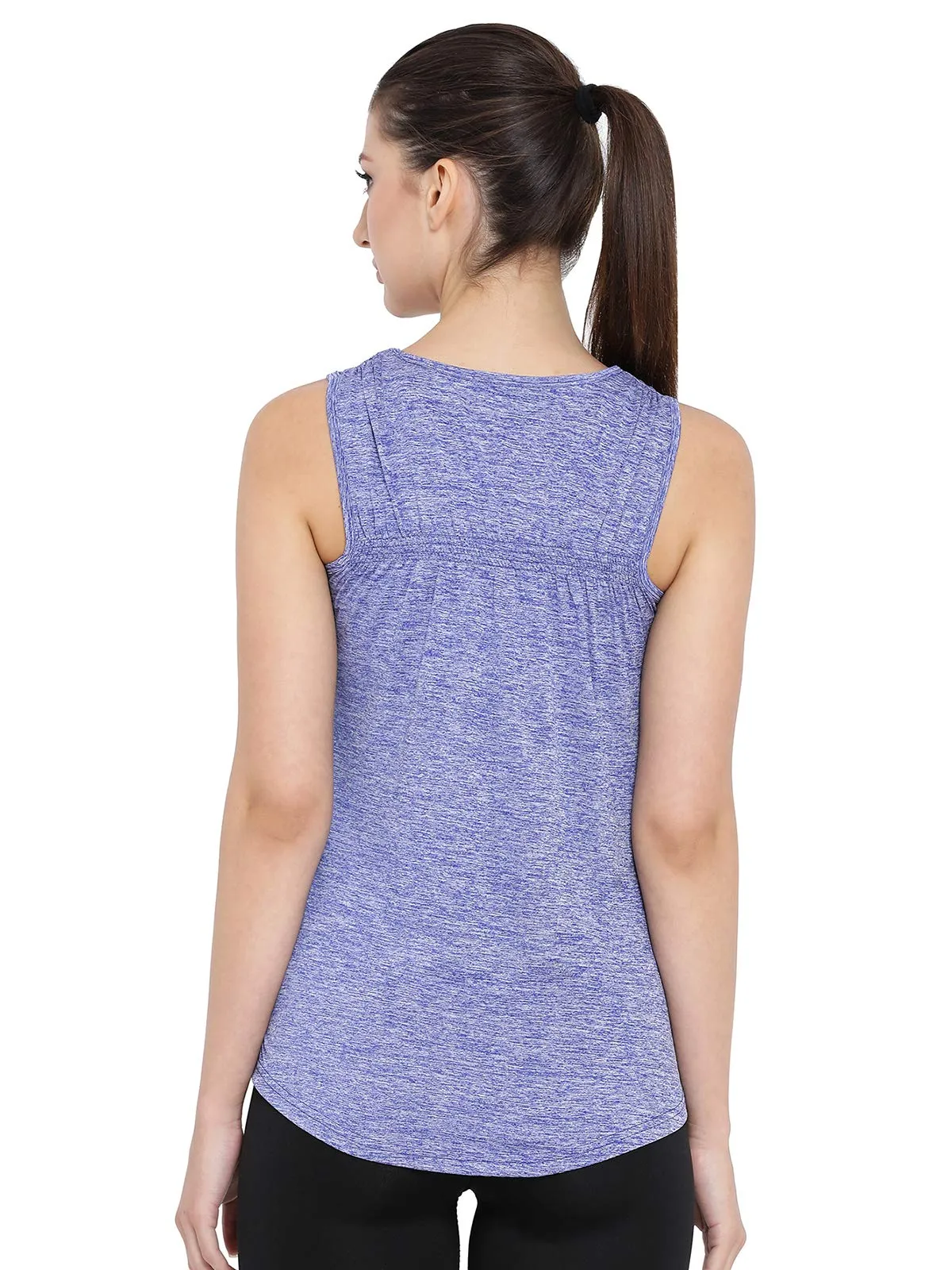 Clovia Women's Blue Gym/Sports Textured Activewear Top (AT0070P03_Blue_XXL)