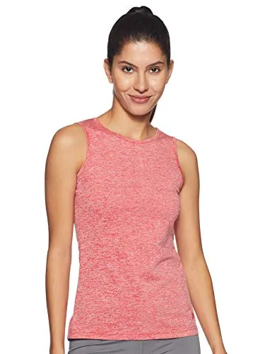 Clovia Women's Light Red Gym/Sports Textured Activewear Top (AT0070P04_Red_M)