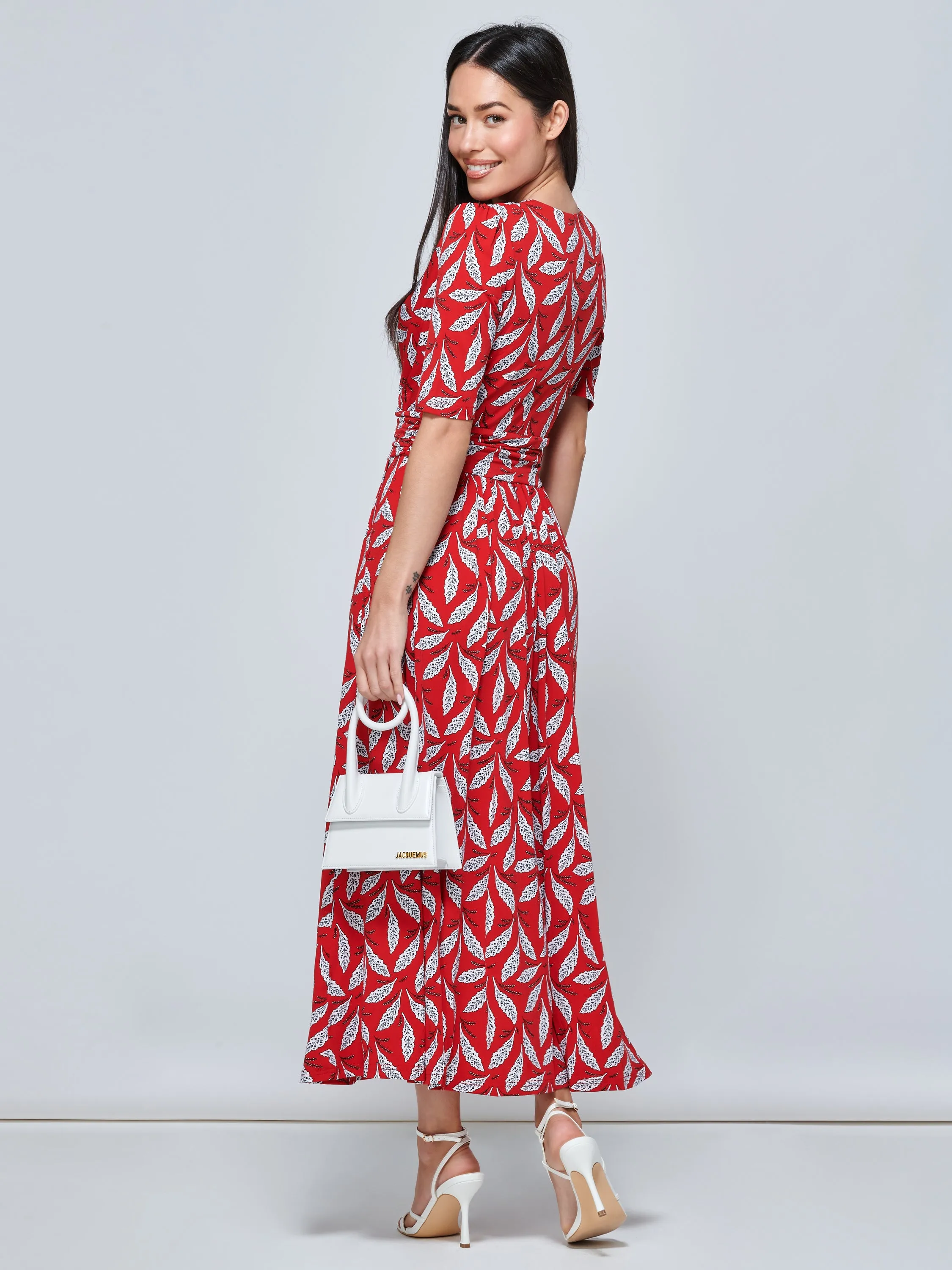 Coleen Wrap Maxi Dress, Red Leafy