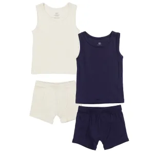 COPENHAGEN COLORS Navy/ Cream Comb. Kick Rib Jersey 2Pack Tank-Top And Boxer Shorts