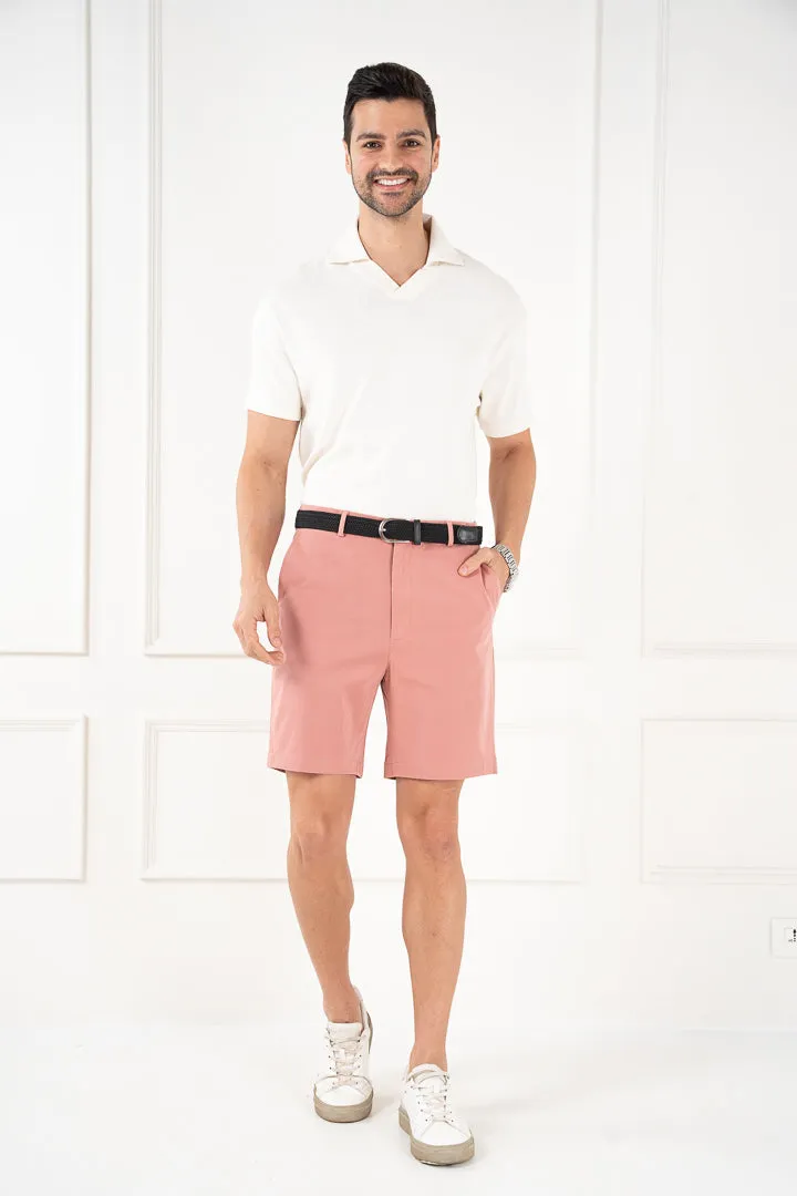 Coral Cotton Stretch Chino Shorts