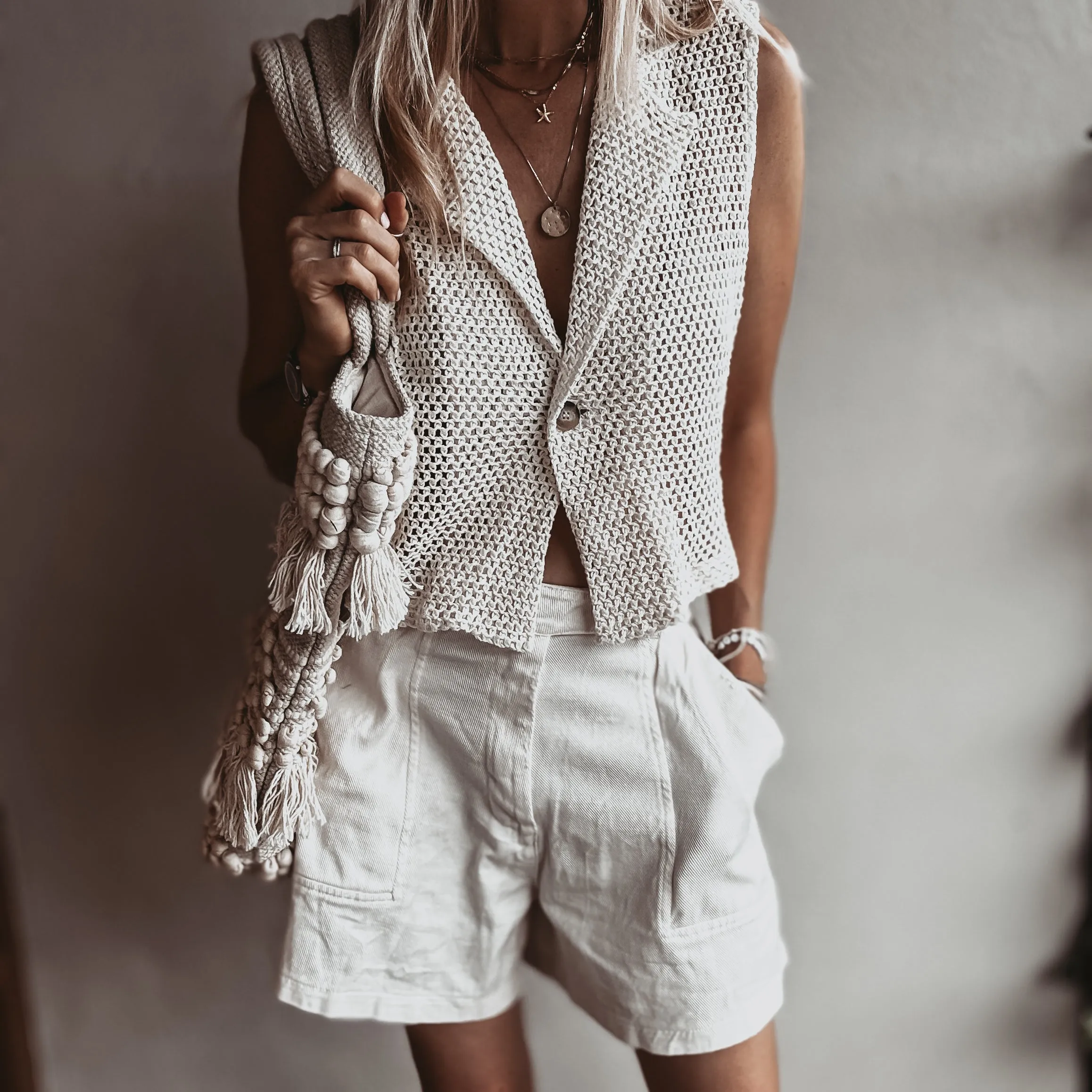 CREAM crochet gilet cardi  *NEW*