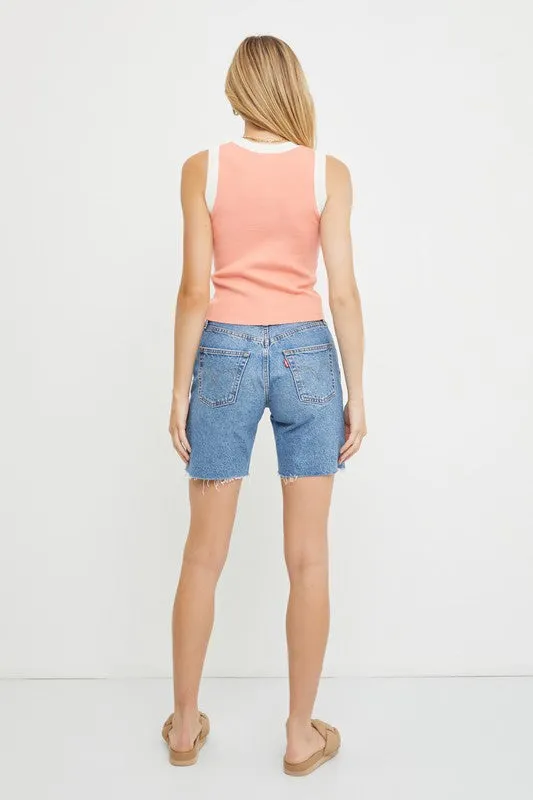 Crew Neck Knit Tank Peach