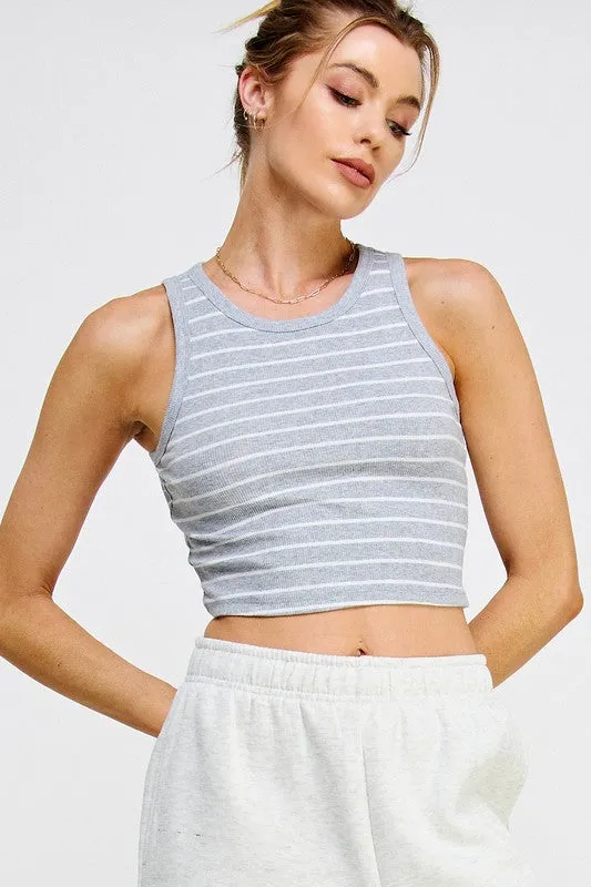 Cropped Tank Top Heather Grey/White