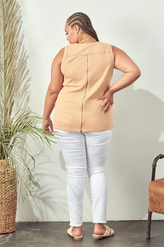 Curvy Stitch Top with Zipper Back