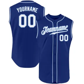 Custom Royal White-Light Blue Authentic Sleeveless Baseball Jersey