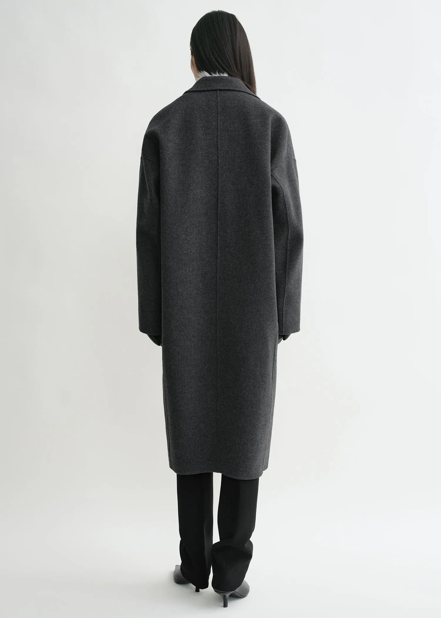 Doublé cocoon coat charcoal melange