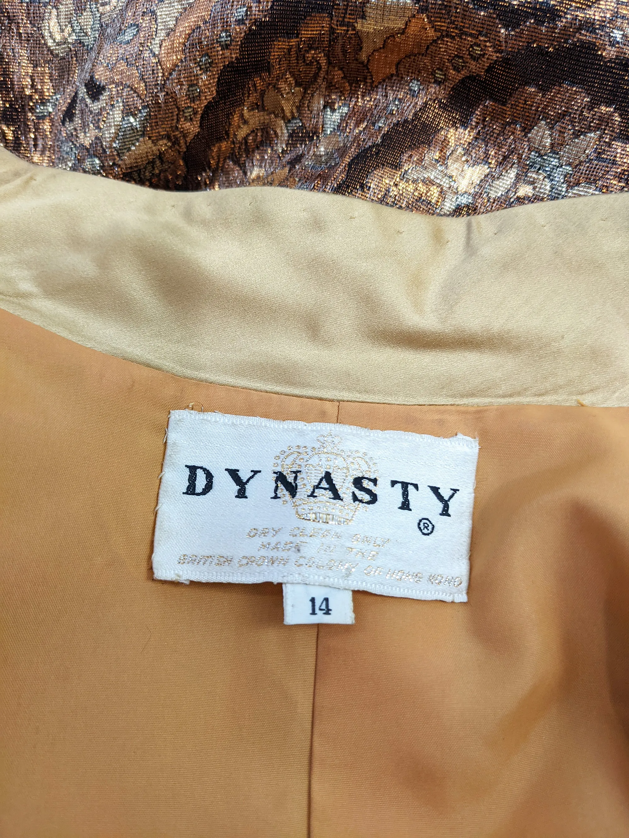 Dynasty Vintage Bronze, Silver & Gold Brocade Maxi Dress, 1960s