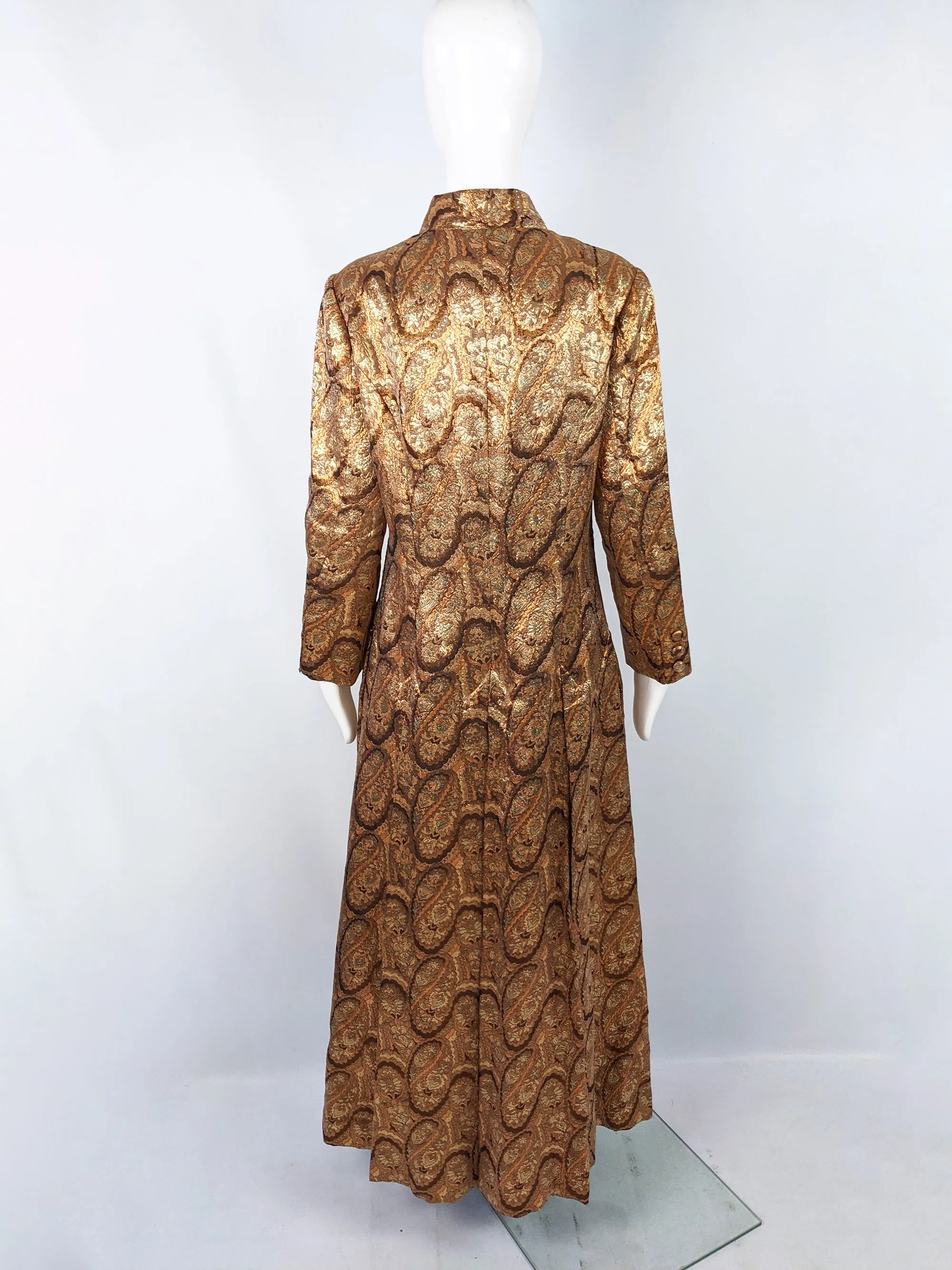 Dynasty Vintage Bronze, Silver & Gold Brocade Maxi Dress, 1960s