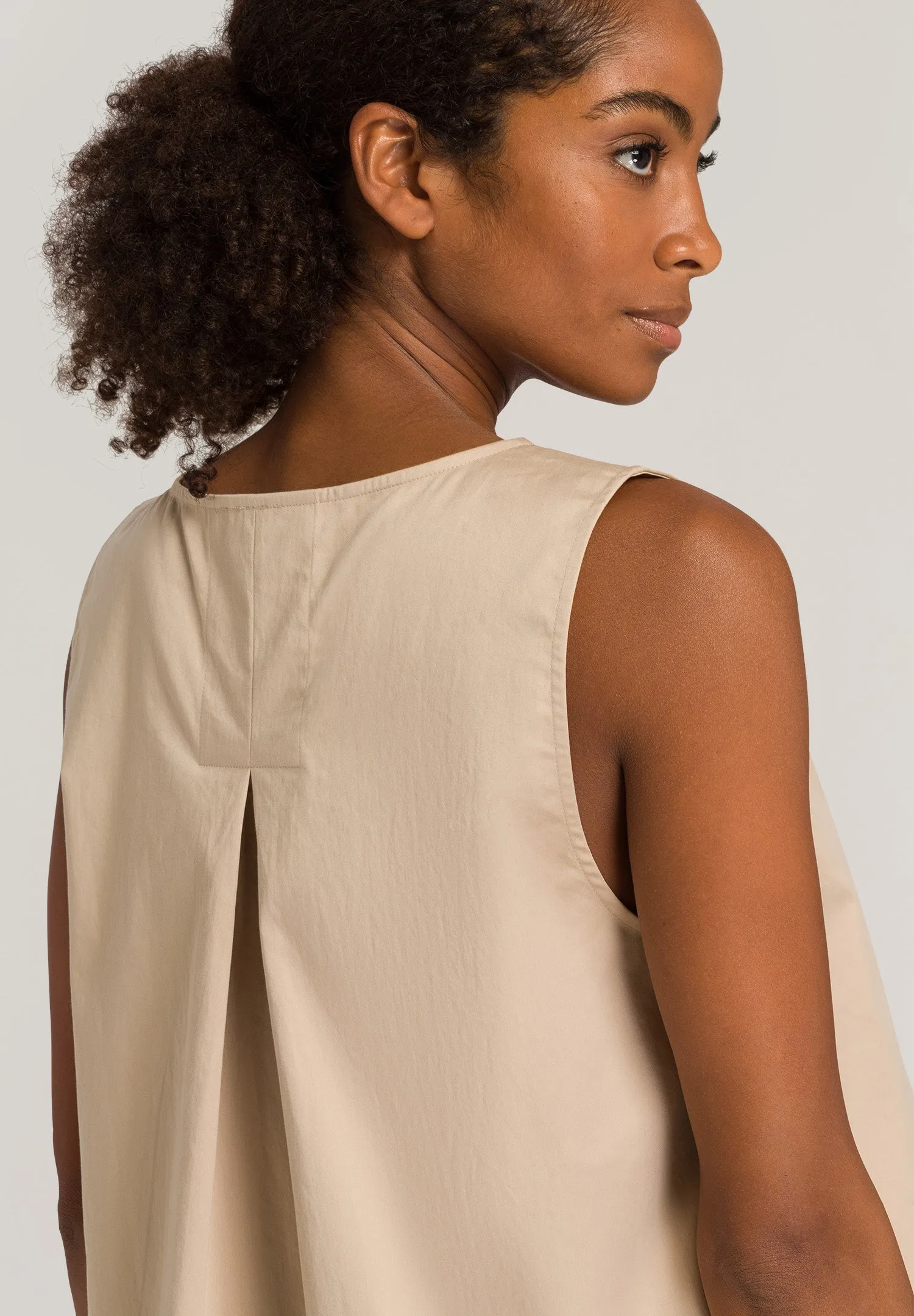 Easy Wear Relaxed High Neck Cotton Tank Top | Sand 78613-1892