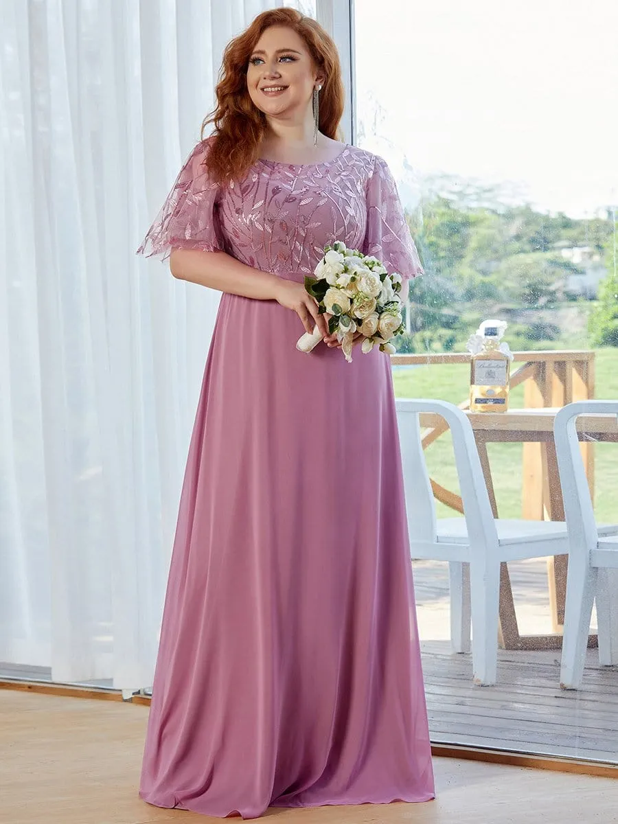 Elegant Plus Size A-Line Chiffon Evening Dress with Sequin