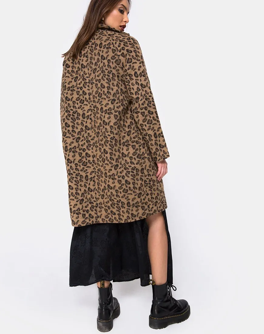 Ernest Boyfriend Coat Leopard Print Grey