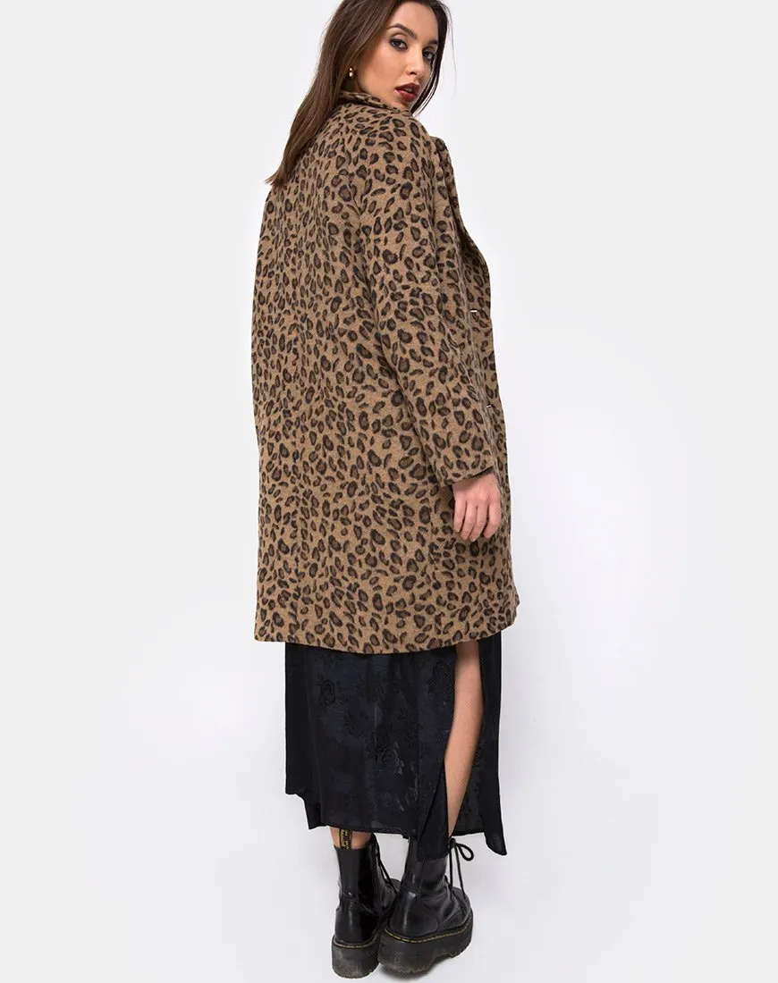 Ernest Boyfriend Coat Leopard Print Grey