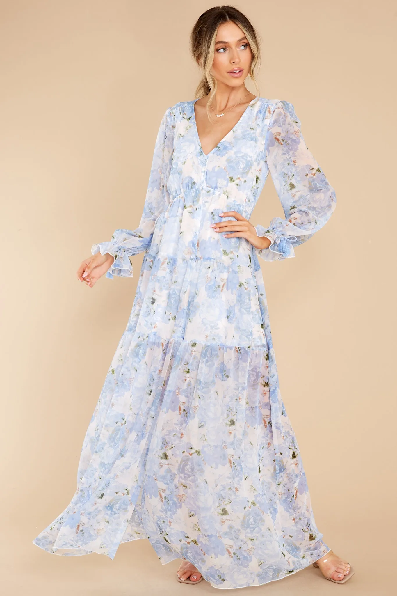 Everlasting Joy Blue Multi Floral Print Maxi Dress