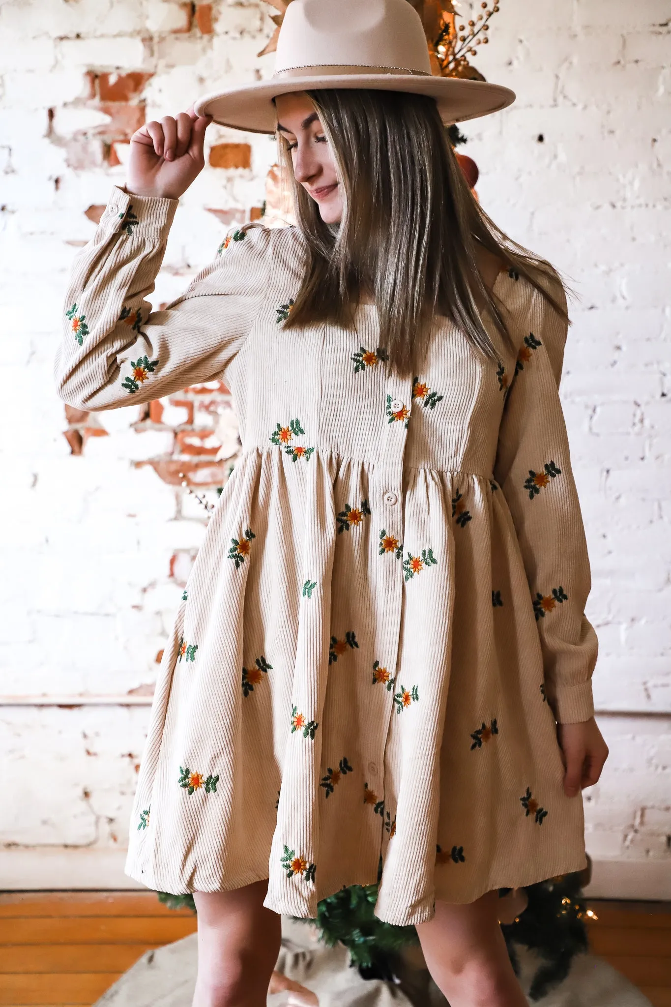 Fall For You Embroidered Dress