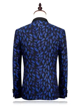 Fashion Bright Printed Slim Men's Dress Suit Notched Collar One Button