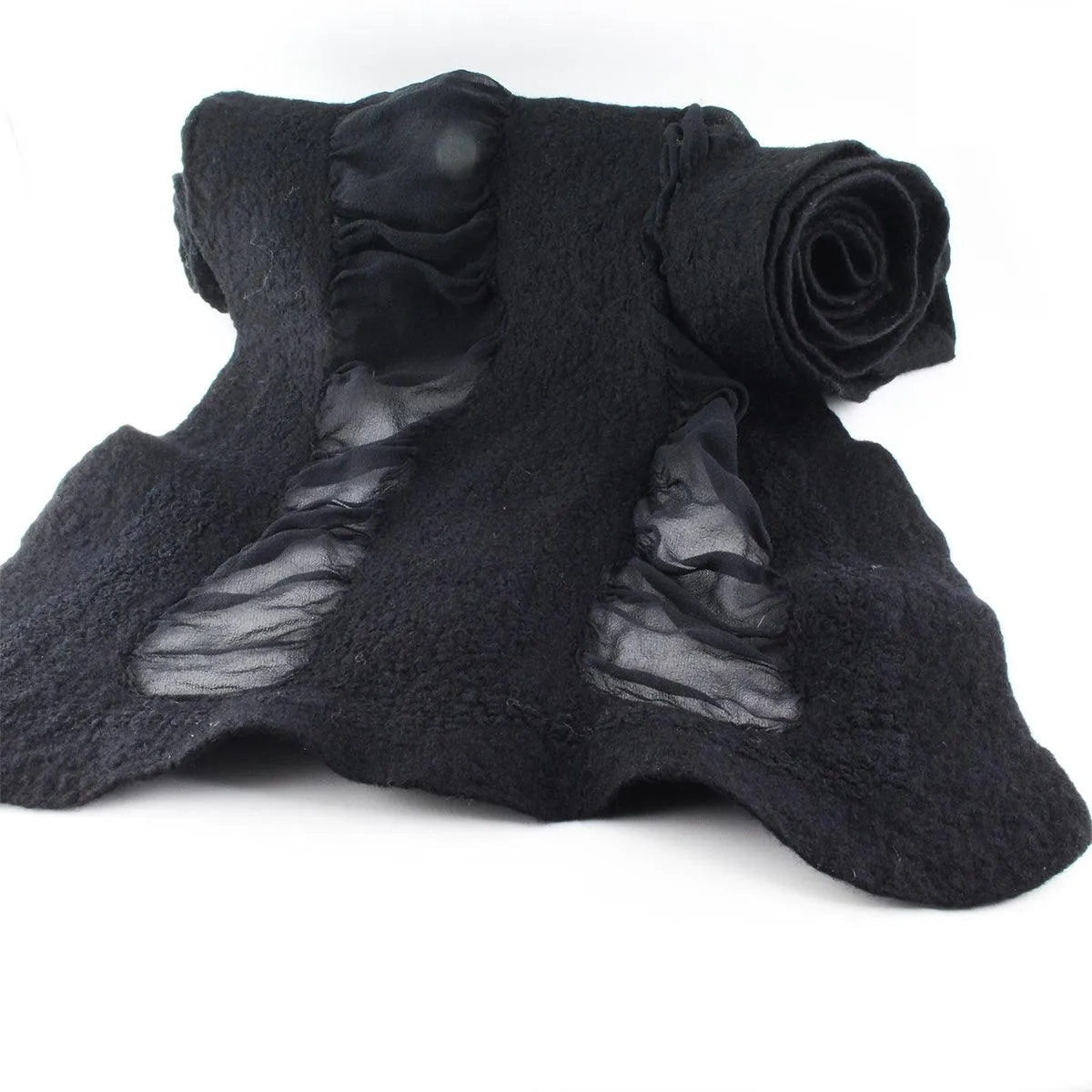 Felted Silk Chiffon Vertical Scarf