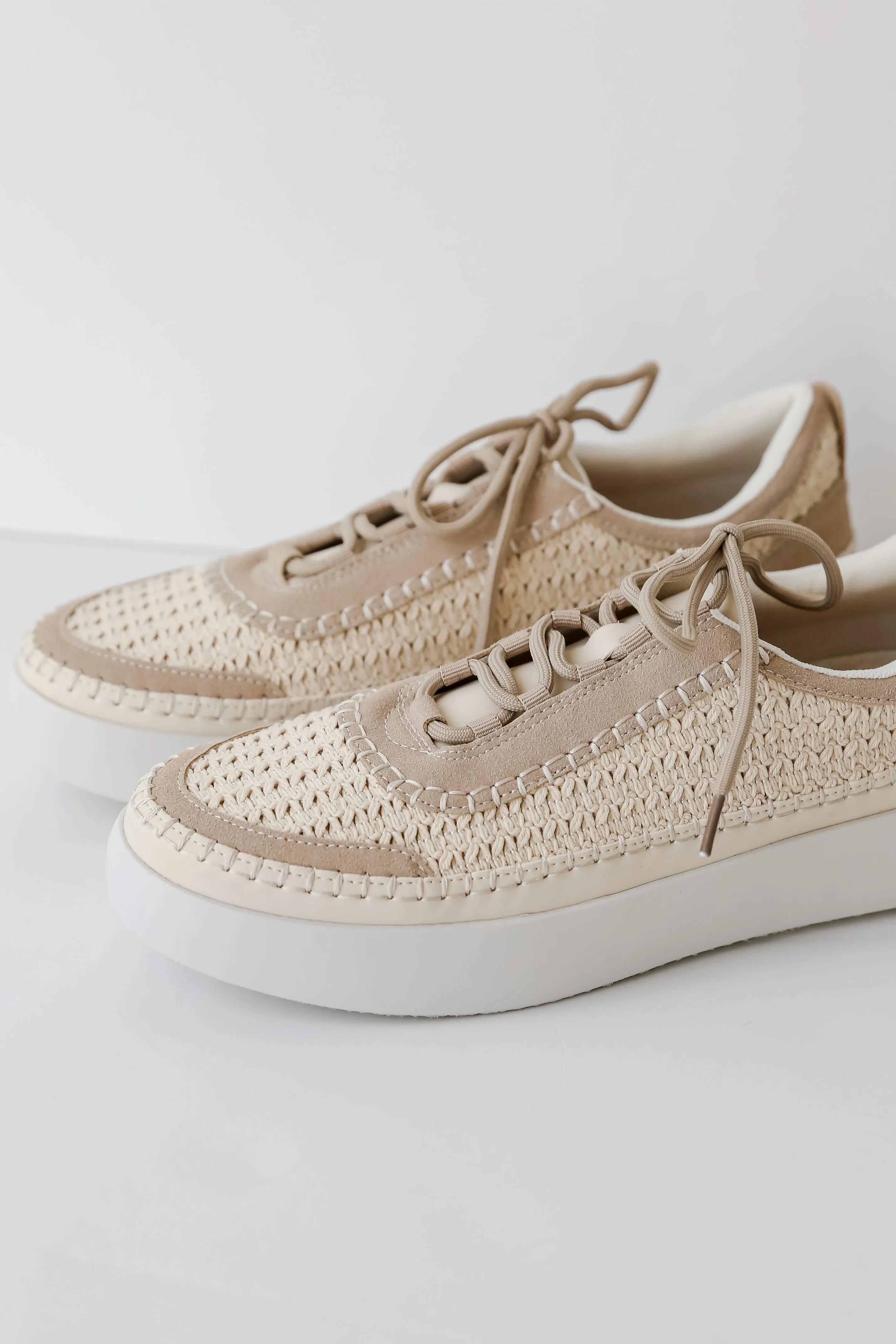 FINAL SALE - Stay On Course Cream Crochet Platform Sneakers