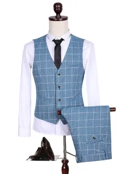 Formal Men's Suits with Large Check