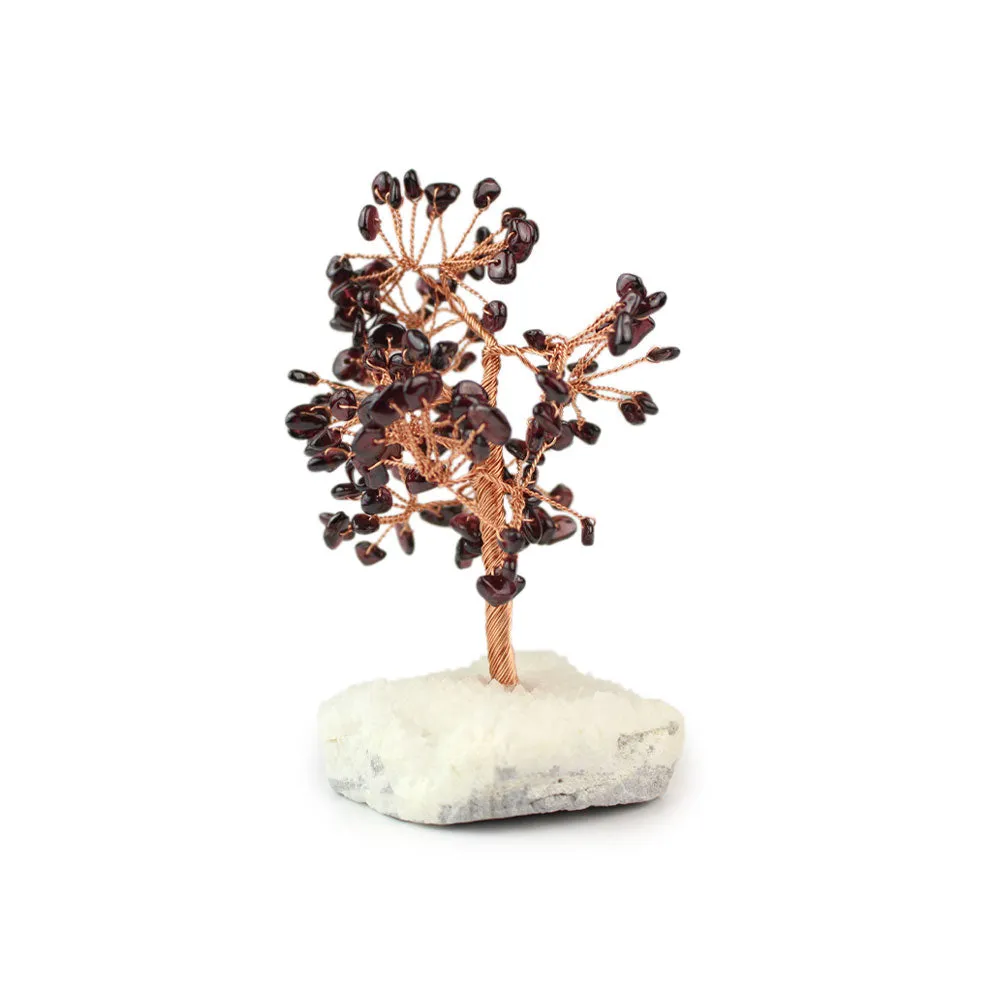 Garnet Copper Tree on White Crystal Base