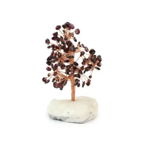 Garnet Copper Tree on White Crystal Base