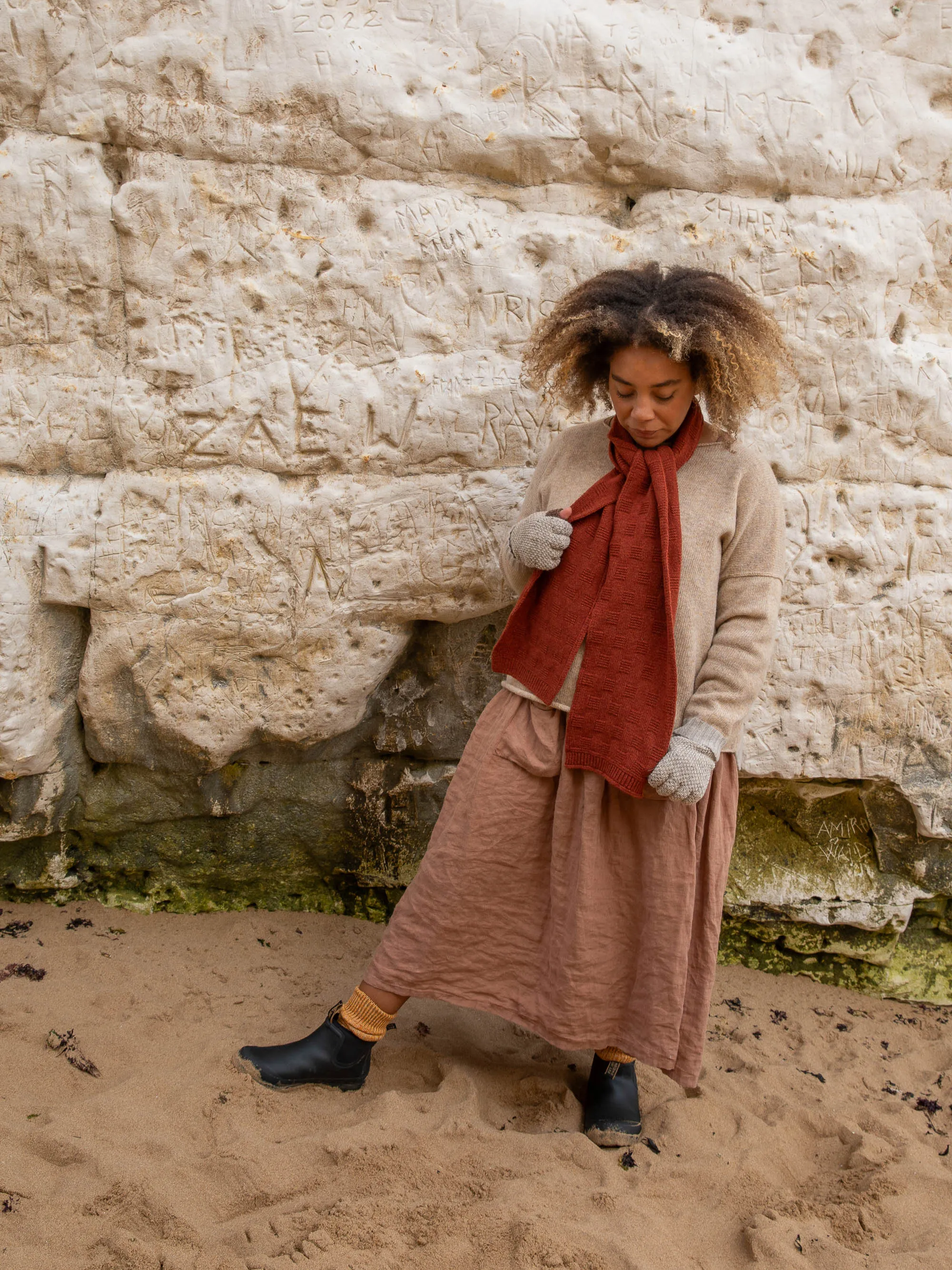 Garter Stitch Scarf - Rust