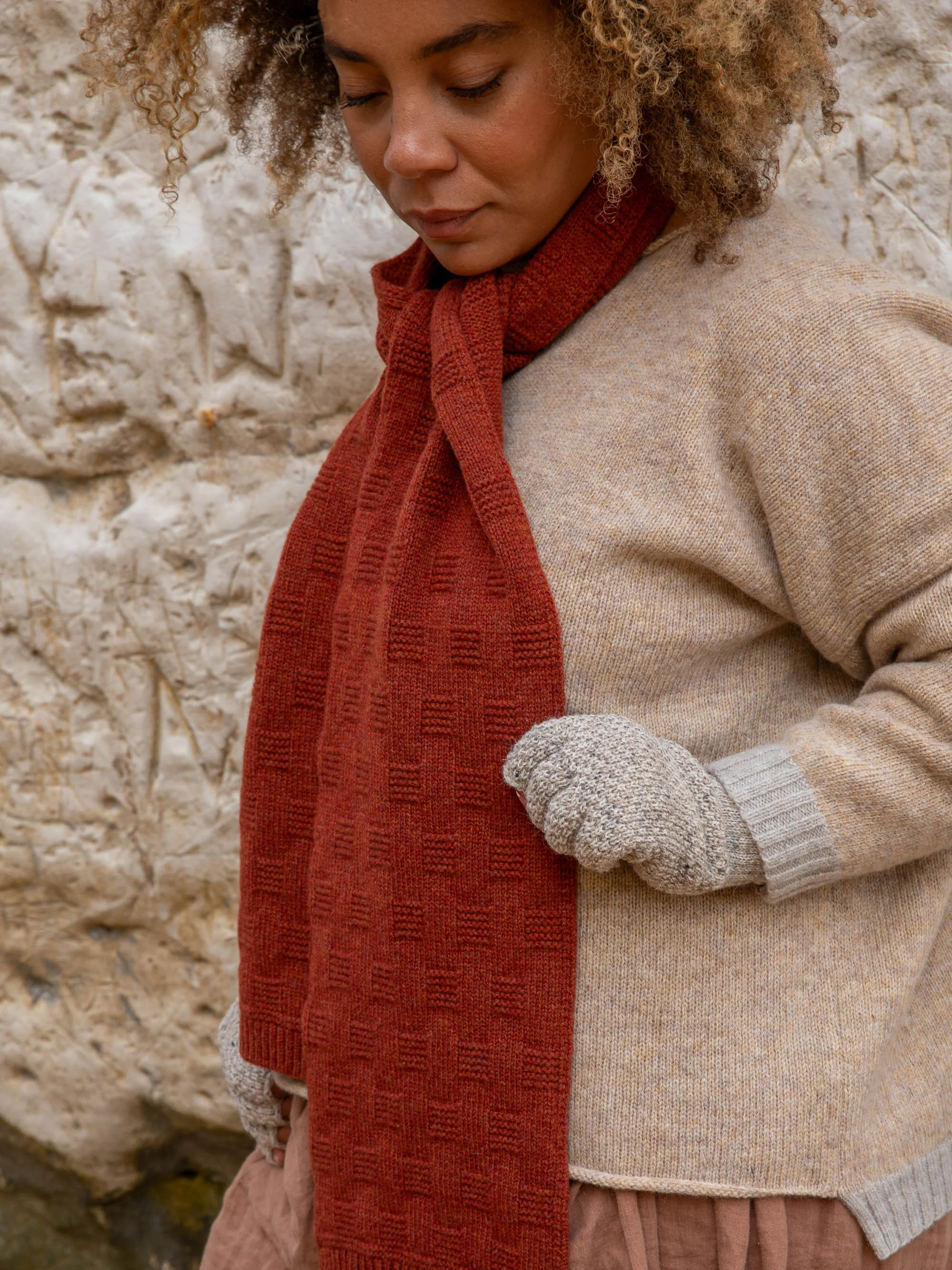 Garter Stitch Scarf - Rust