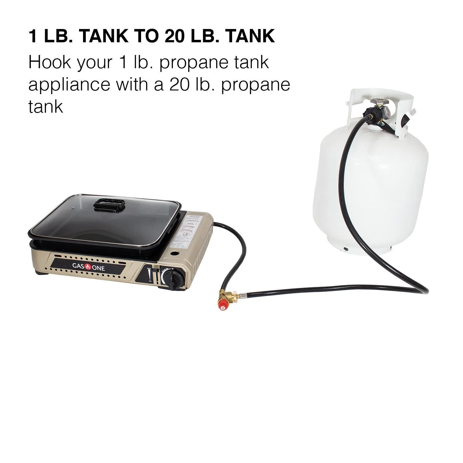 Gas One Propane Adapter 1lb to 20lb Converter / 16.4 oz to 20 lb Propane Tank Adapter CSA Certified QCC1/ Type 1 (12ft)