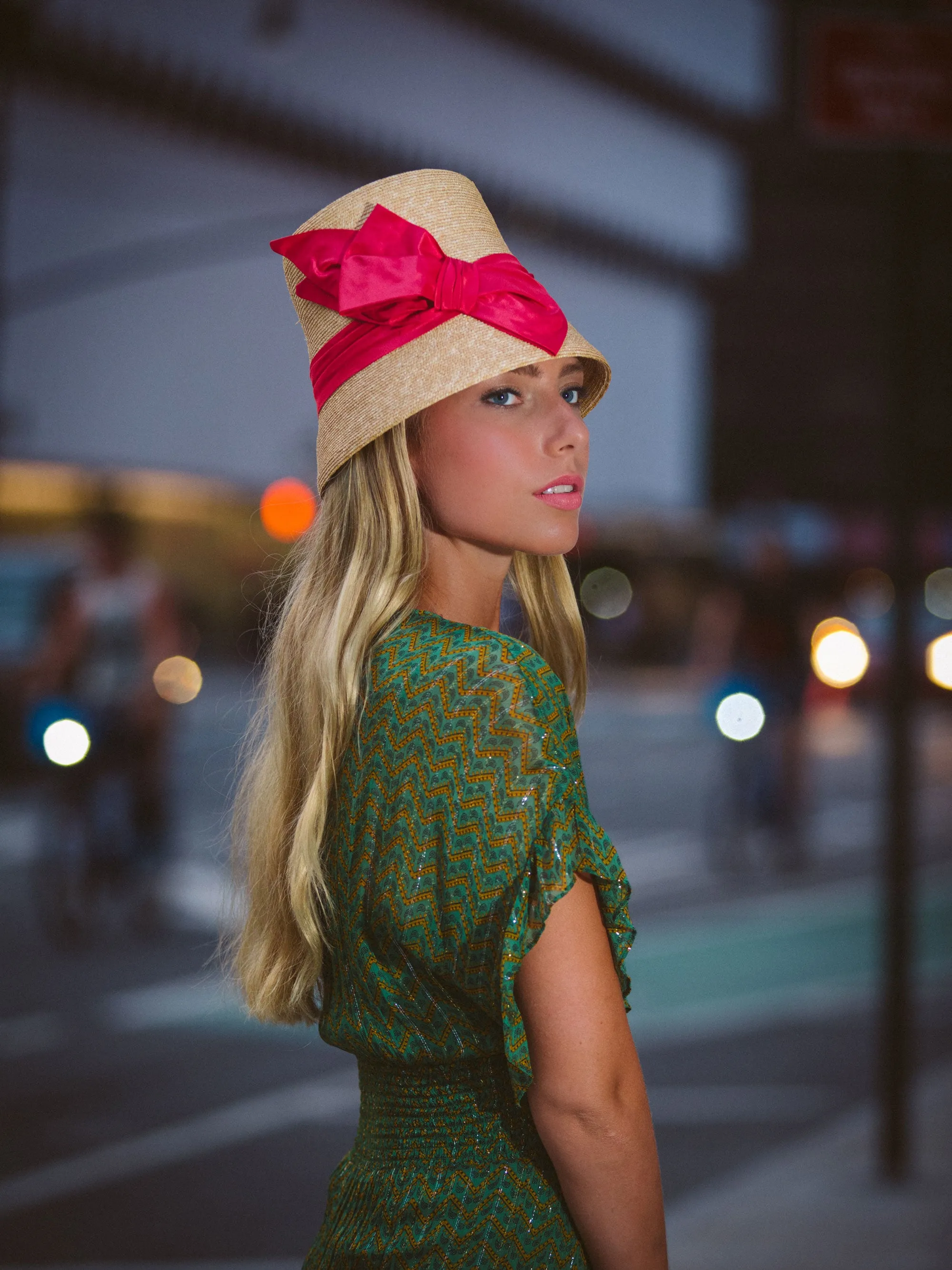 Gerard: Straw Cloche Derby Hat with Pink Bow