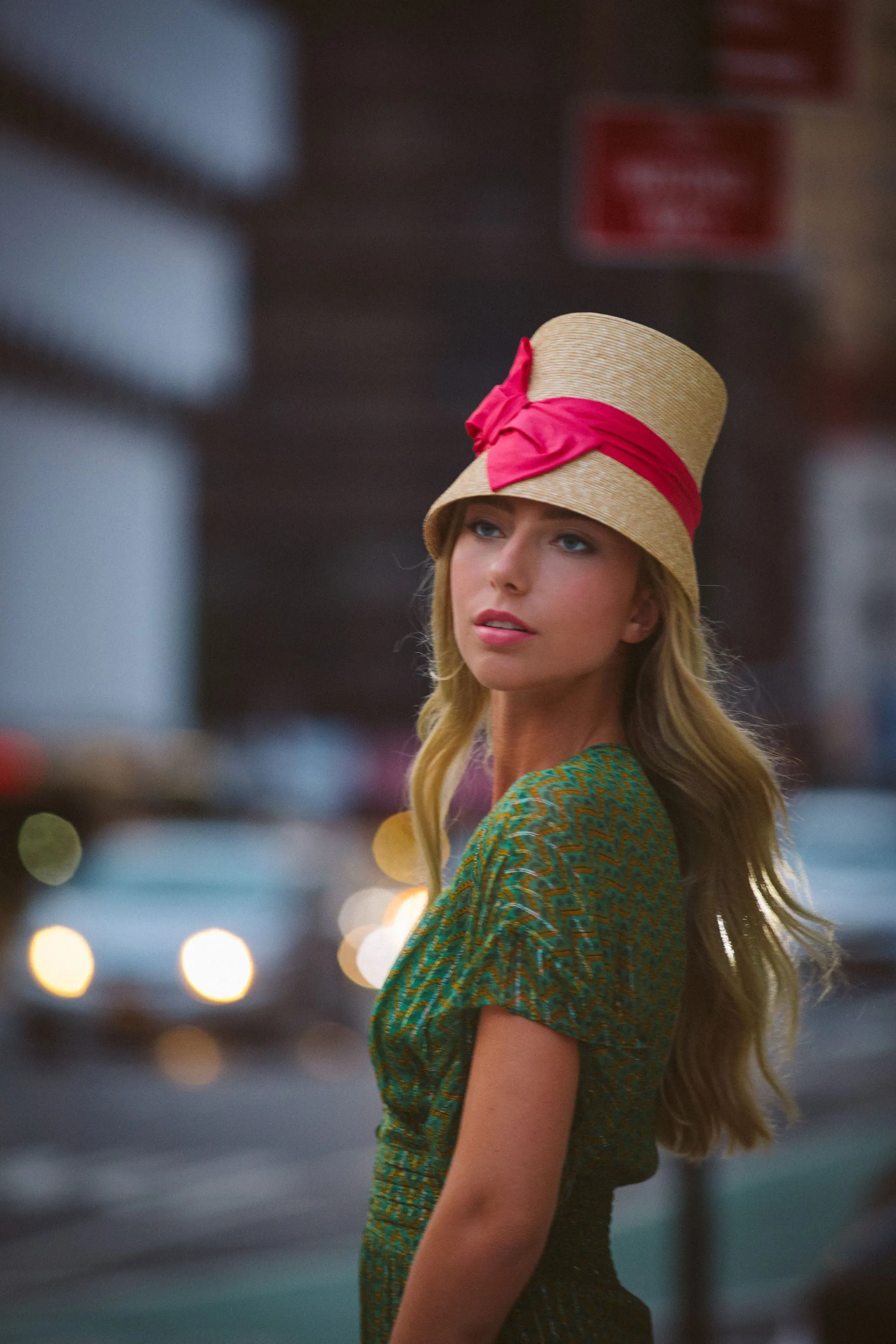 Gerard: Straw Cloche Derby Hat with Pink Bow