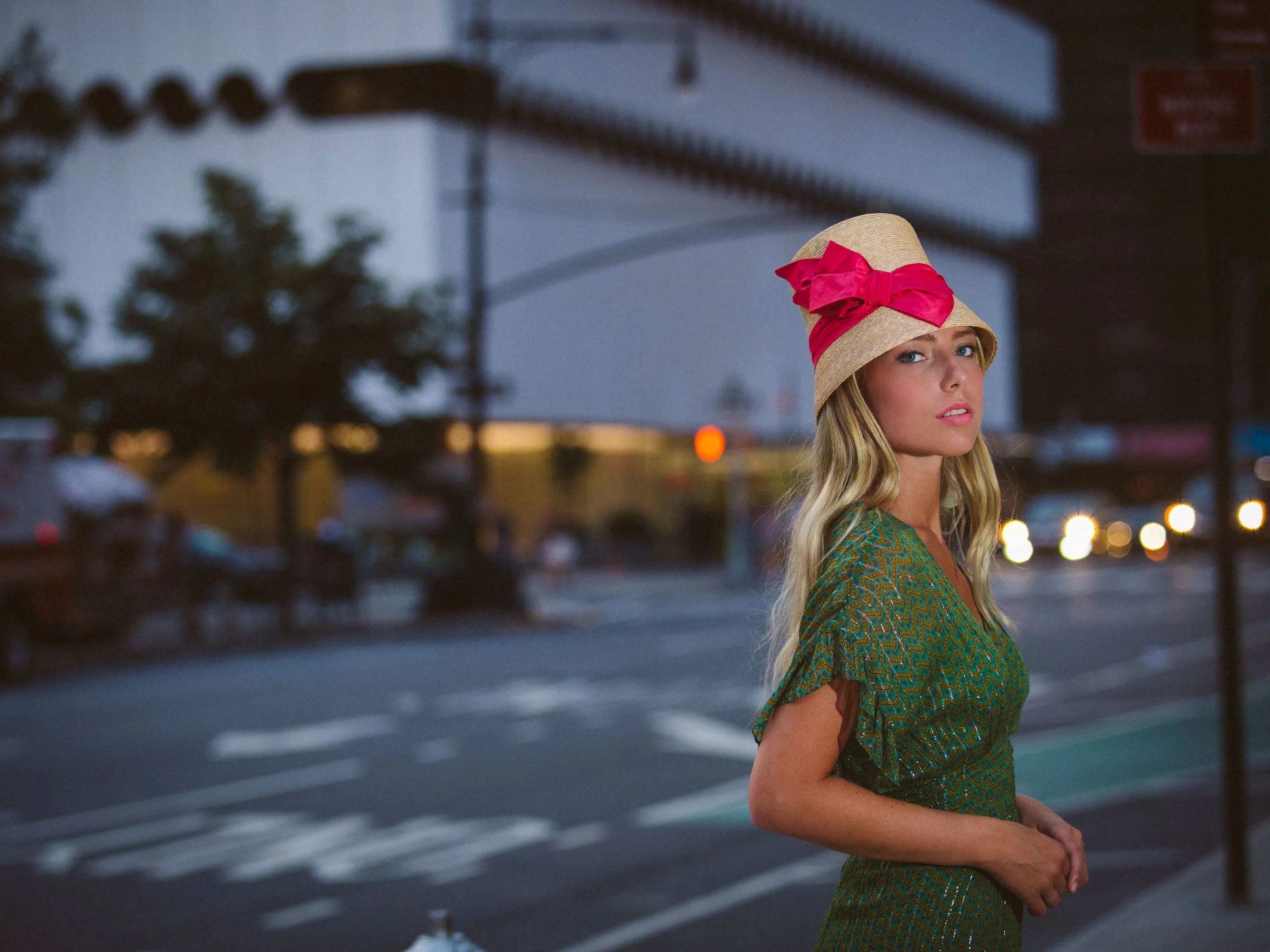 Gerard: Straw Cloche Derby Hat with Pink Bow